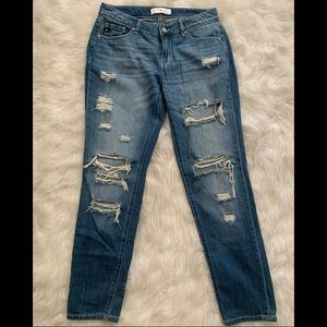 KanCan Distressed Jeans - Mid Rise Straight Leg